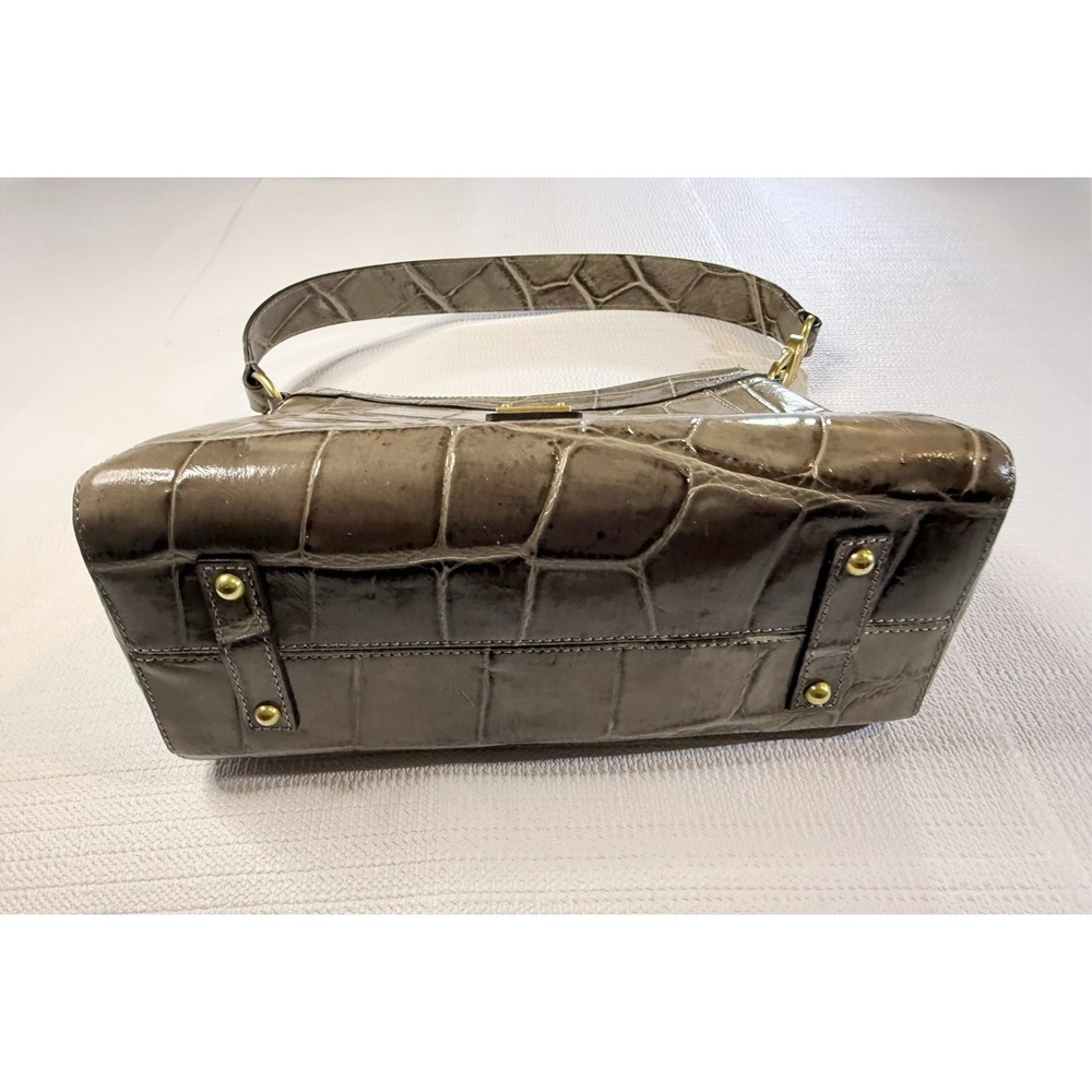 Dooney & Bourke Croc Embossed Leather Hobo Gray Luxe Chic Handbag - Picture 13 of 16